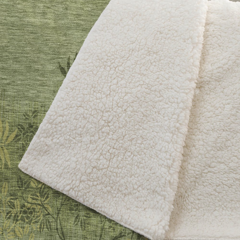Premium Machine Washable ASB673 Olive 50" x 70" Sherpa Throw Blanket. Picture 2