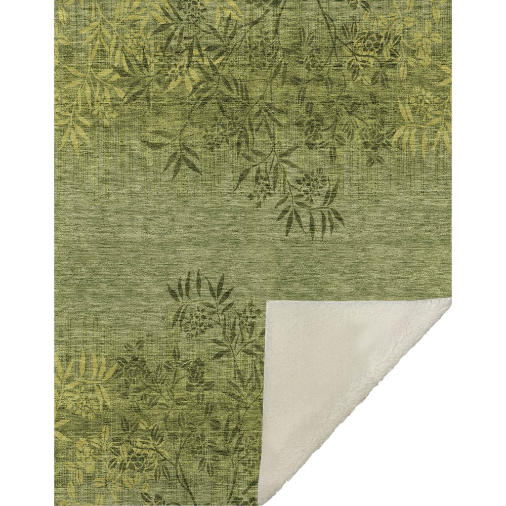 Premium Machine Washable ASB673 Olive 50" x 70" Sherpa Throw Blanket. Picture 1