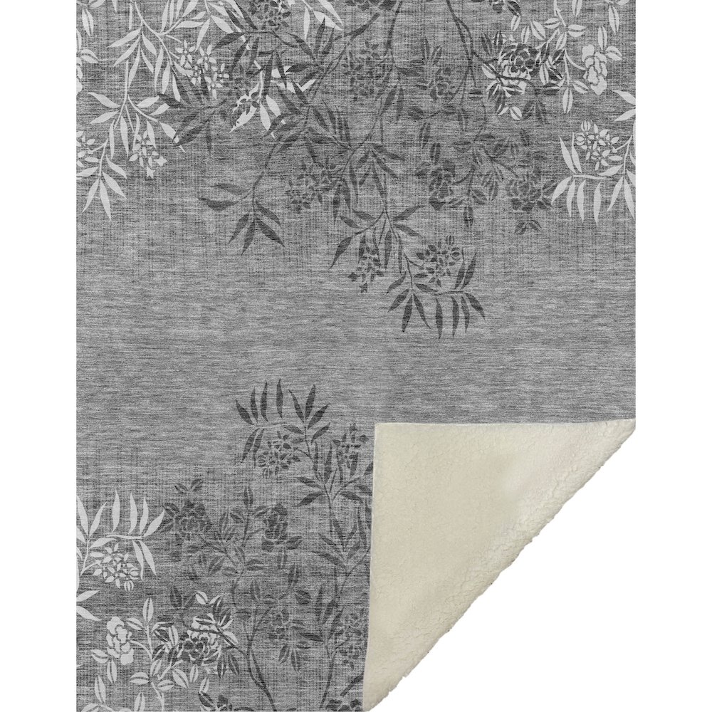 Premium Machine Washable ASB673 Pewter 50" x 70" Sherpa Throw Blanket. Picture 1