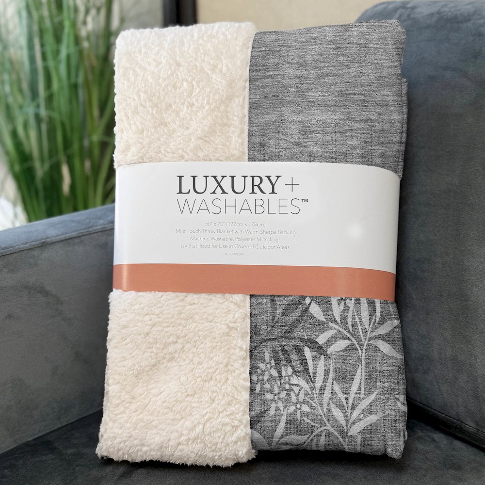 Premium Machine Washable ASB673 Pewter 50" x 70" Sherpa Throw Blanket. Picture 3