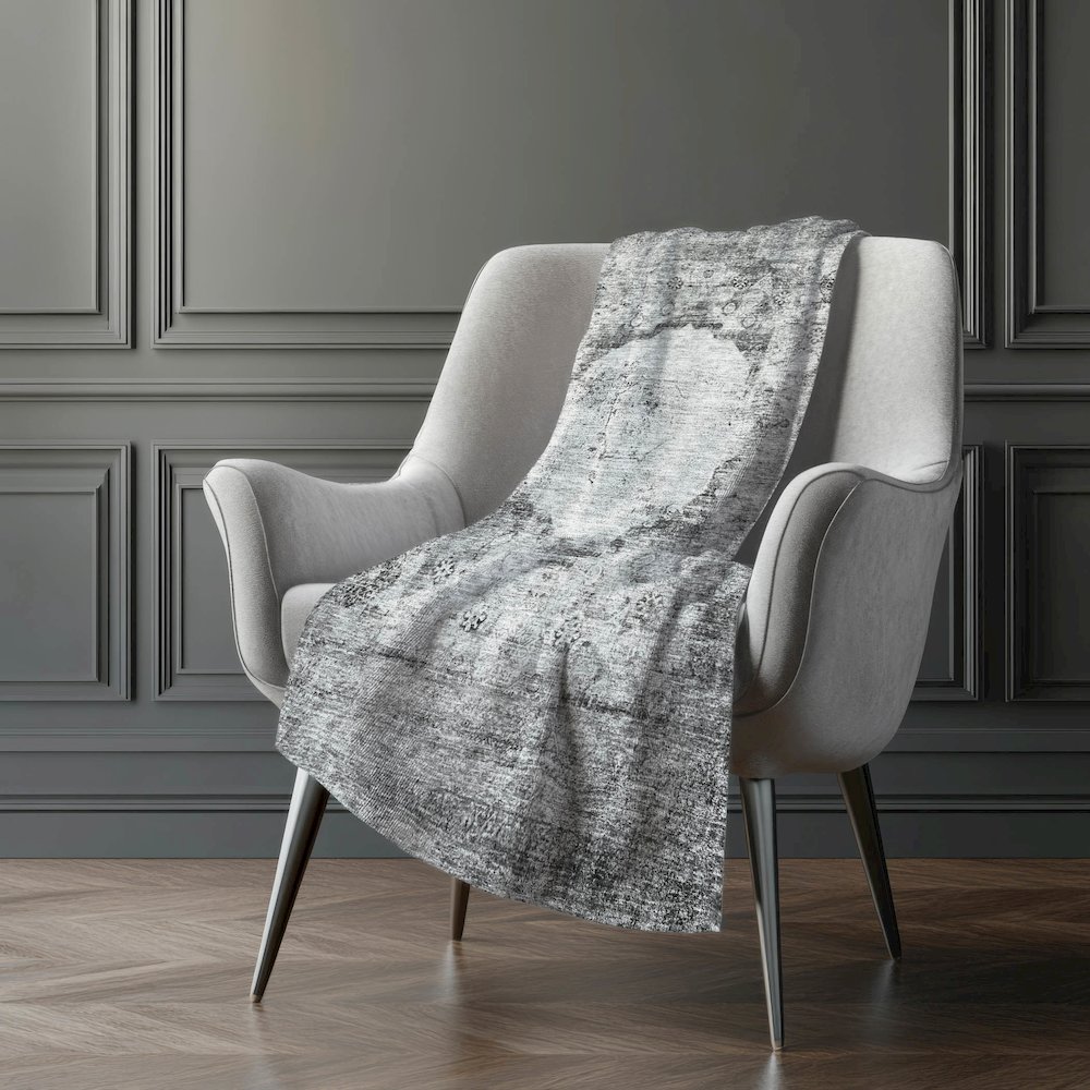 Premium Machine Washable ASB675 Gray 50" x 70" Sherpa Throw Blanket. Picture 5
