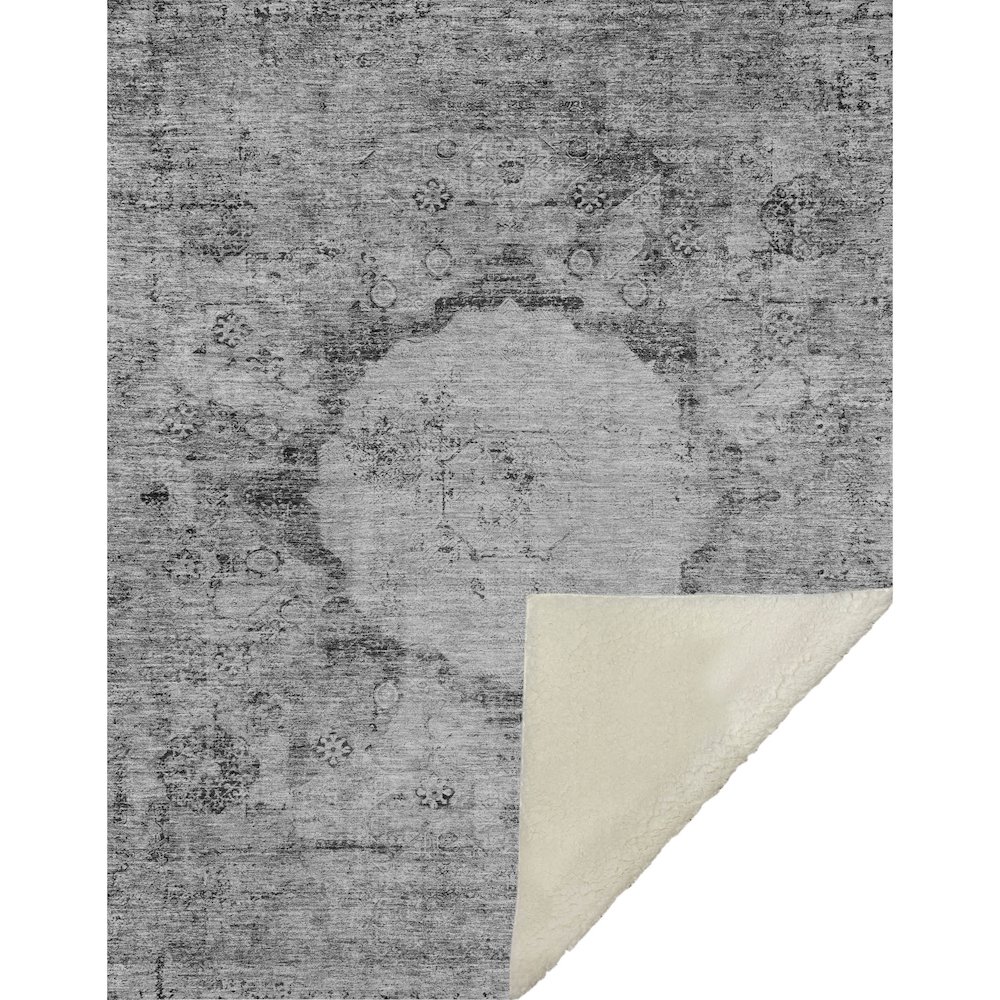 Premium Machine Washable ASB675 Gray 50" x 70" Sherpa Throw Blanket. Picture 1