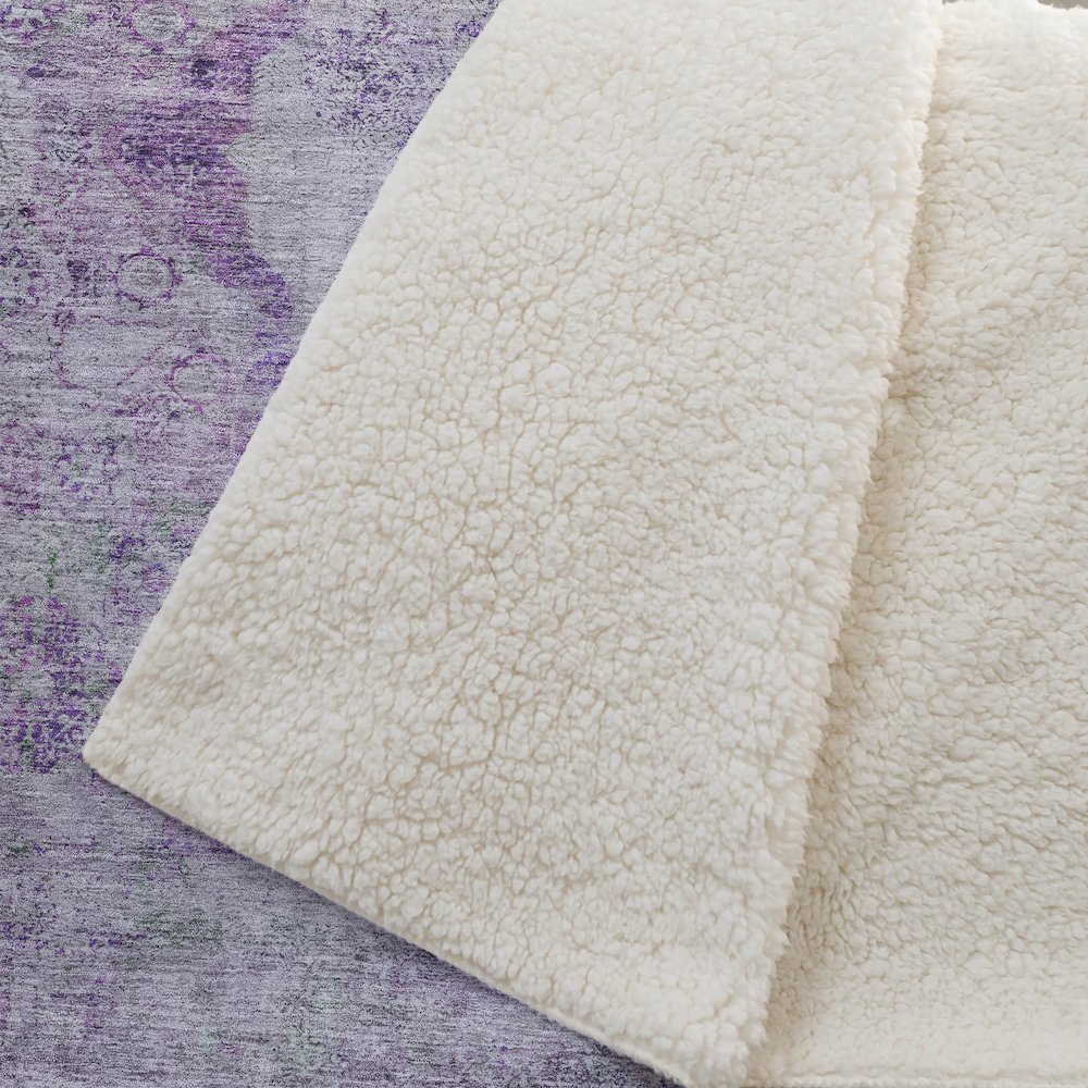 Premium Machine Washable ASB675 Purple 50" x 70" Sherpa Throw Blanket. Picture 2