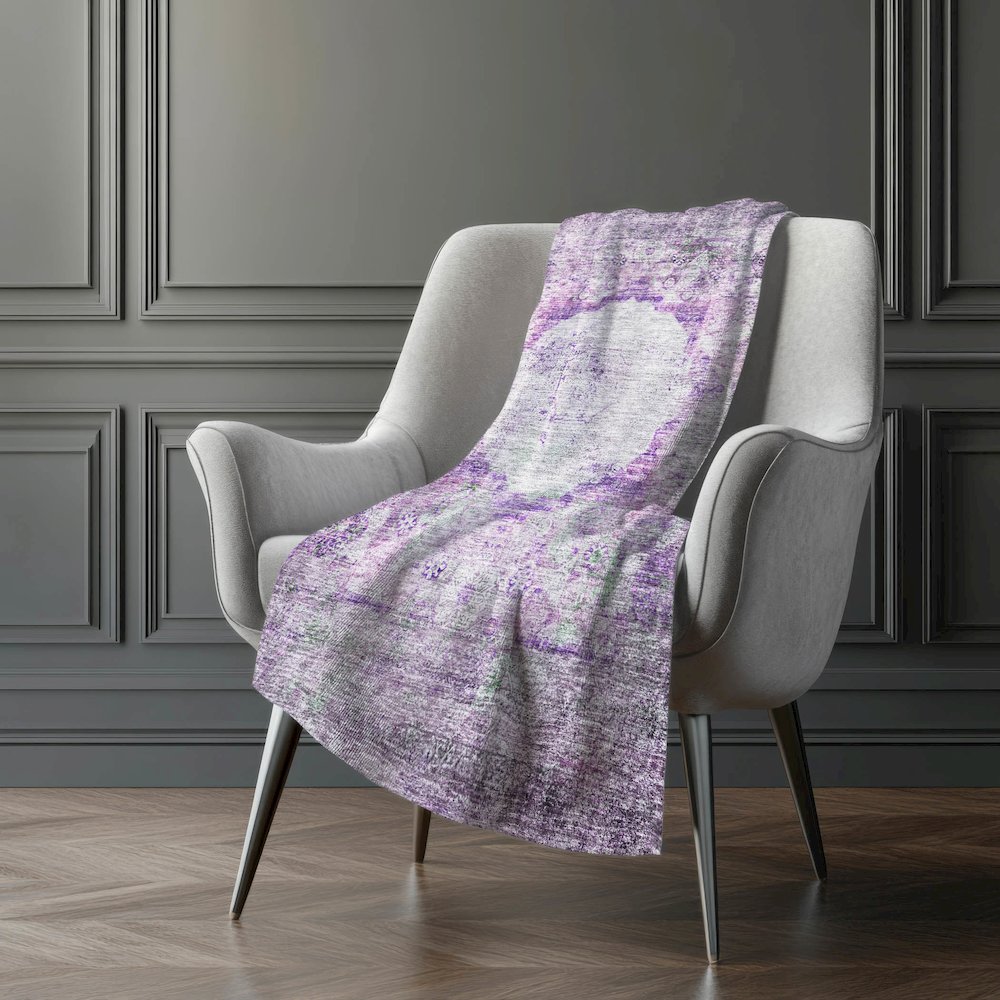 Premium Machine Washable ASB675 Purple 50" x 70" Sherpa Throw Blanket. Picture 5