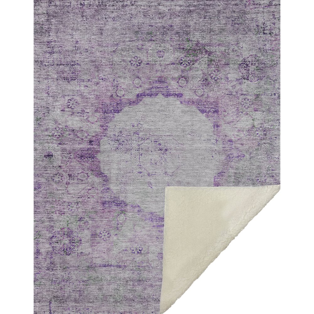 Premium Machine Washable ASB675 Purple 50" x 70" Sherpa Throw Blanket. Picture 1