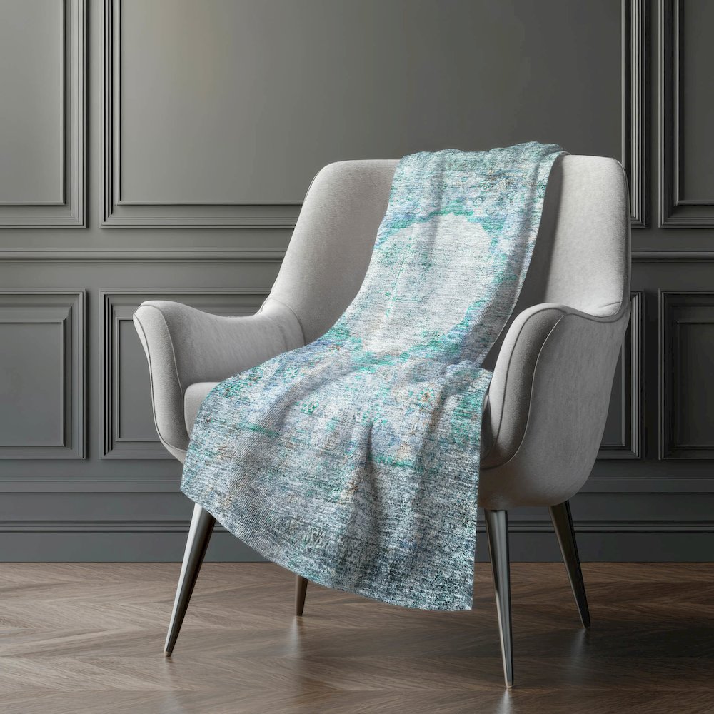 Premium Machine Washable ASB675 Teal 50" x 70" Sherpa Throw Blanket. Picture 5
