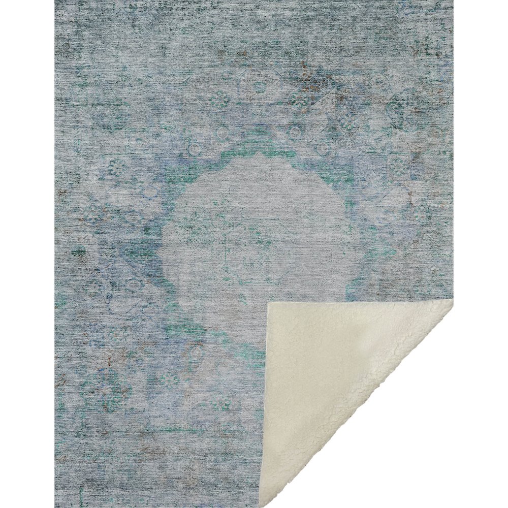 Premium Machine Washable ASB675 Teal 50" x 70" Sherpa Throw Blanket. Picture 1
