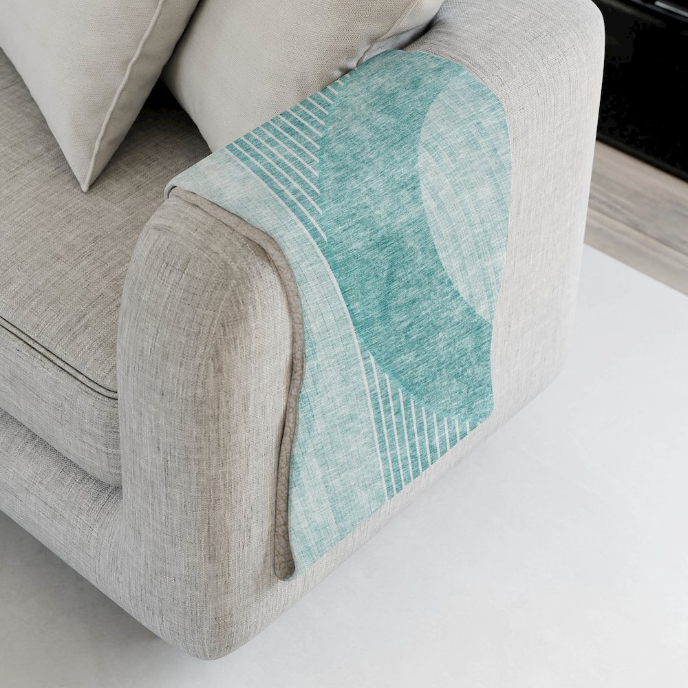 Premium Machine Washable ASB676 Teal 50" x 70" Sherpa Throw Blanket. Picture 4