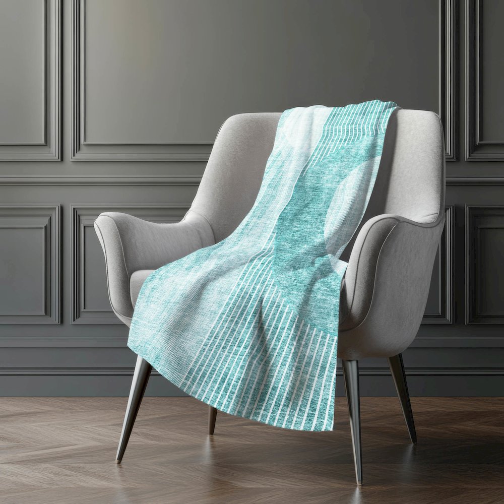 Premium Machine Washable ASB676 Teal 50" x 70" Sherpa Throw Blanket. Picture 5