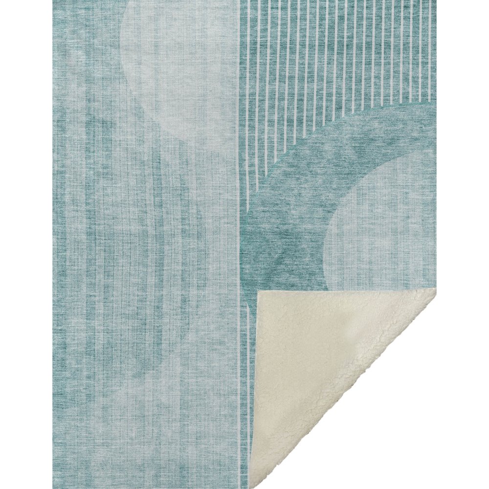 Premium Machine Washable ASB676 Teal 50" x 70" Sherpa Throw Blanket. Picture 1