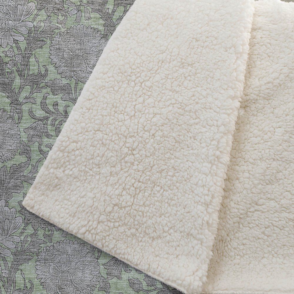Premium Machine Washable ASB677 Aloe 50" x 70" Sherpa Throw Blanket. Picture 2