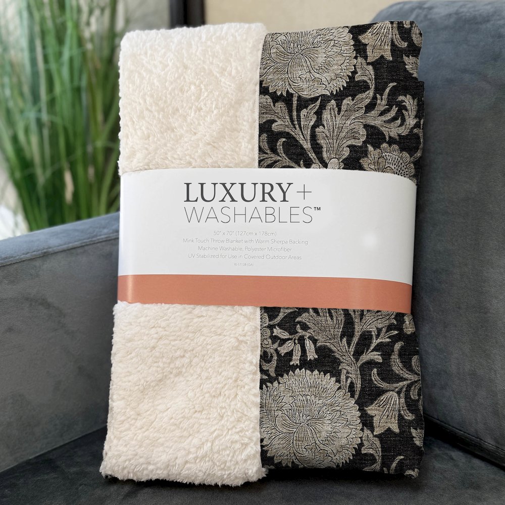 Premium Machine Washable ASB677 Black 50" x 70" Sherpa Throw Blanket. Picture 3