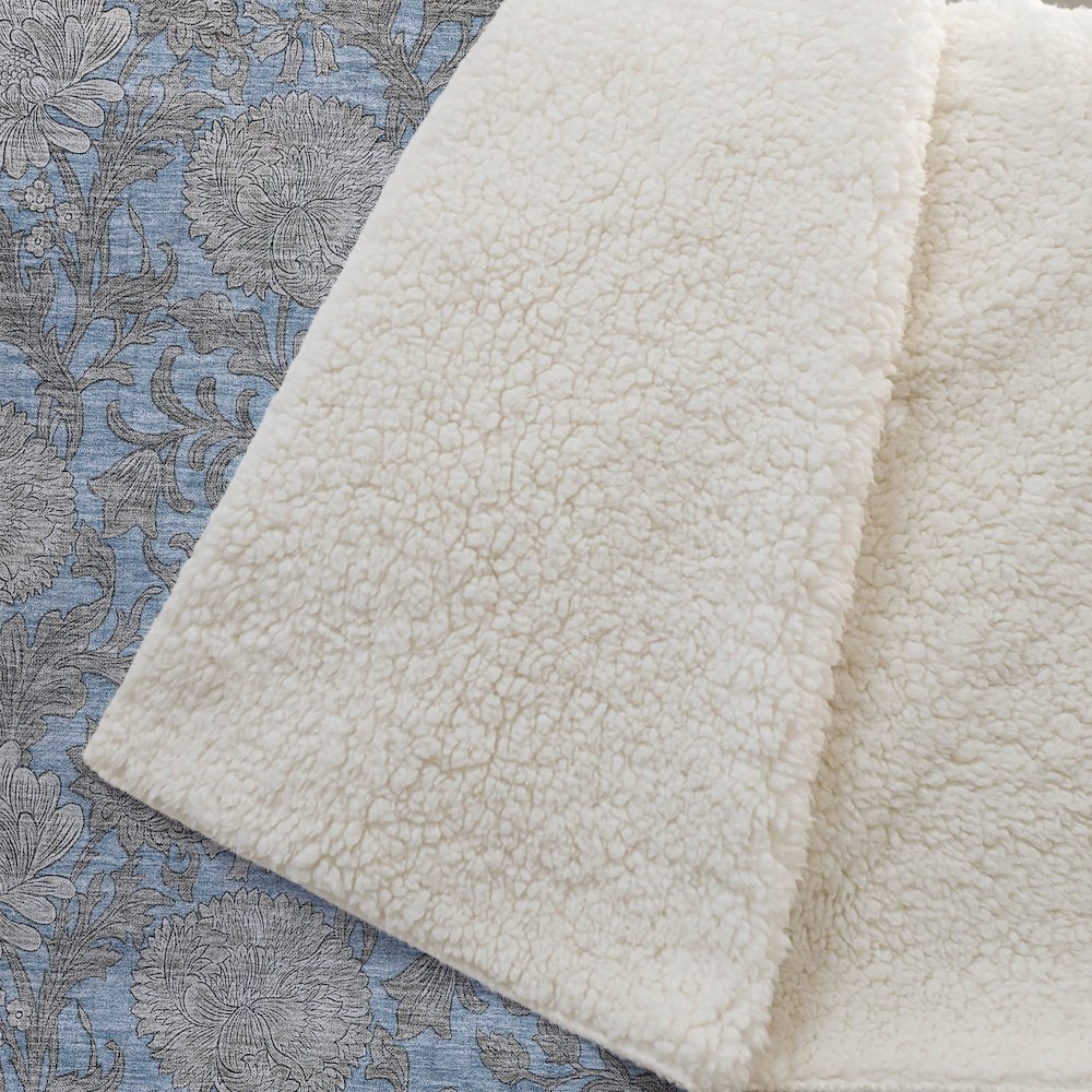 Premium Machine Washable ASB677 Blue 50" x 70" Sherpa Throw Blanket. Picture 2