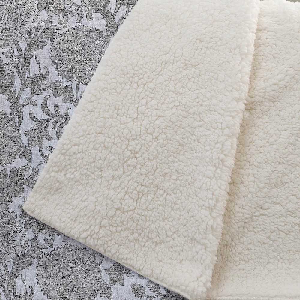 Premium Machine Washable ASB677 Ivory 50" x 70" Sherpa Throw Blanket. Picture 2