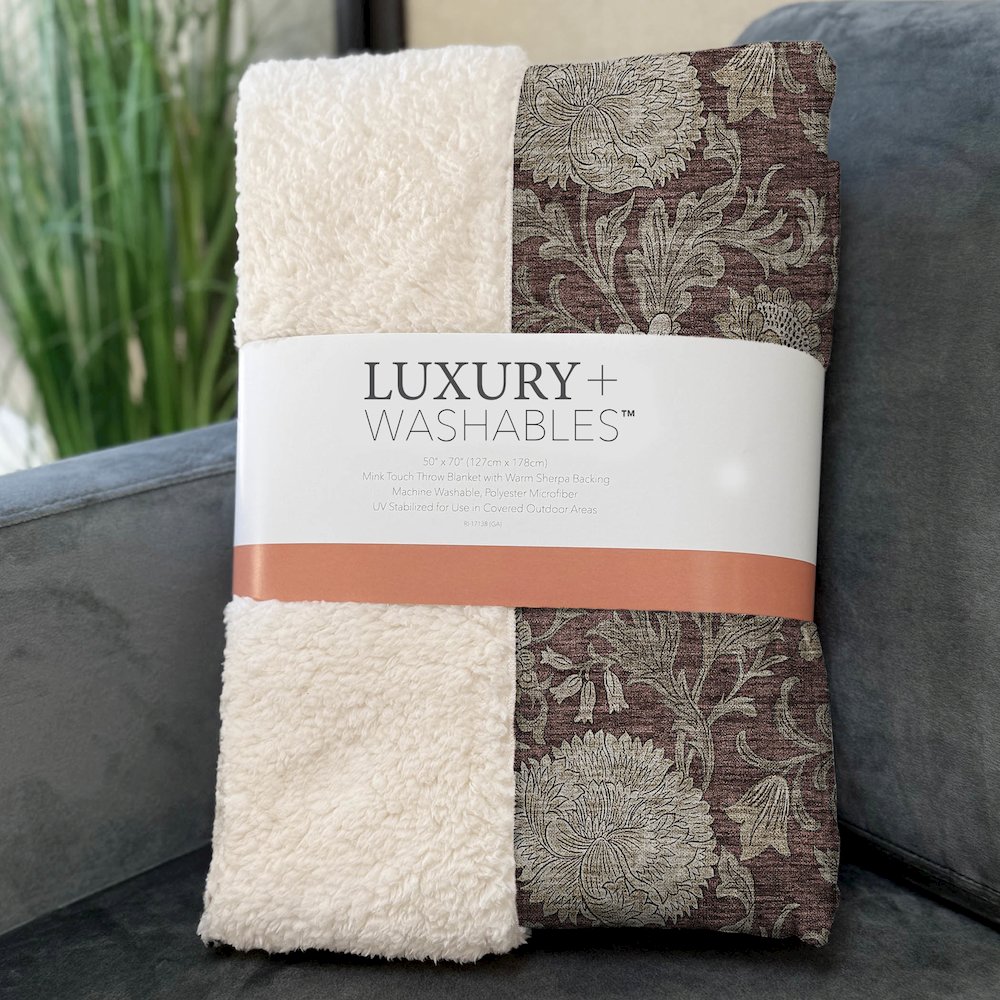 Premium Machine Washable ASB677 Merlot 50" x 70" Sherpa Throw Blanket. Picture 3