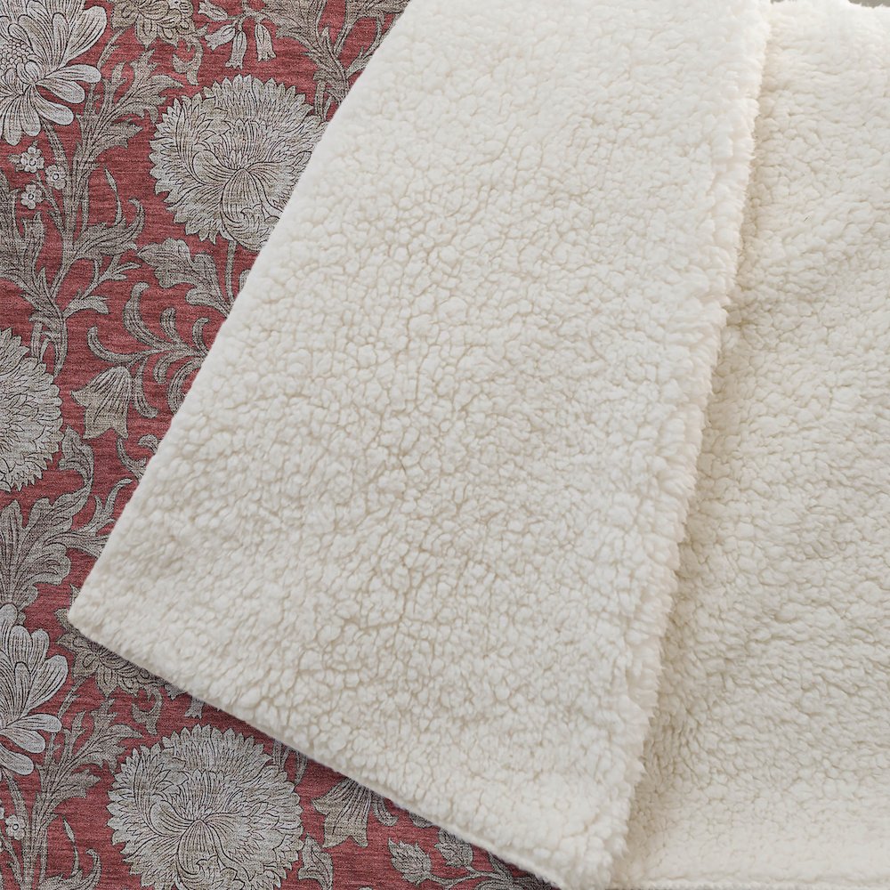Premium Machine Washable ASB677 Red 50" x 70" Sherpa Throw Blanket. Picture 2