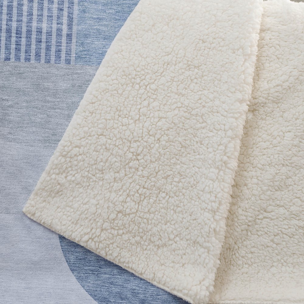Premium Machine Washable ASB678 Blue 50" x 70" Sherpa Throw Blanket. Picture 2