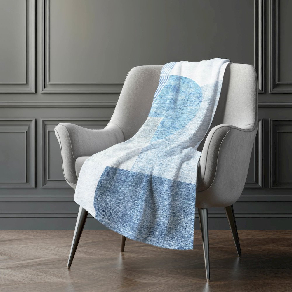 Premium Machine Washable ASB678 Blue 50" x 70" Sherpa Throw Blanket. Picture 5