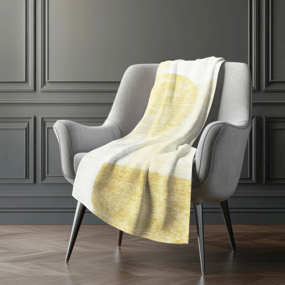 Premium Machine Washable ASB678 Gold 50" x 70" Sherpa Throw Blanket. Picture 5