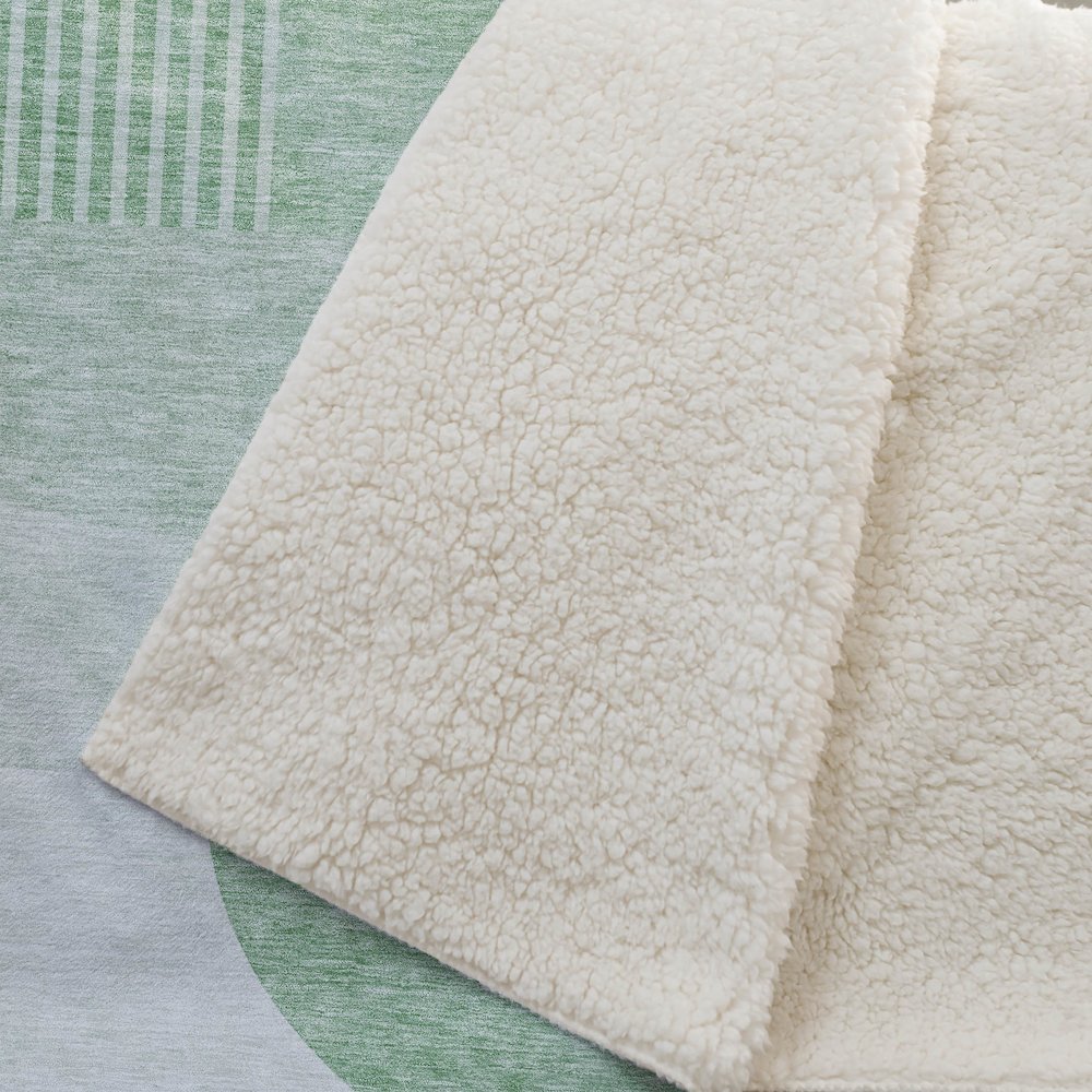 Premium Machine Washable ASB678 Green 50" x 70" Sherpa Throw Blanket. Picture 2