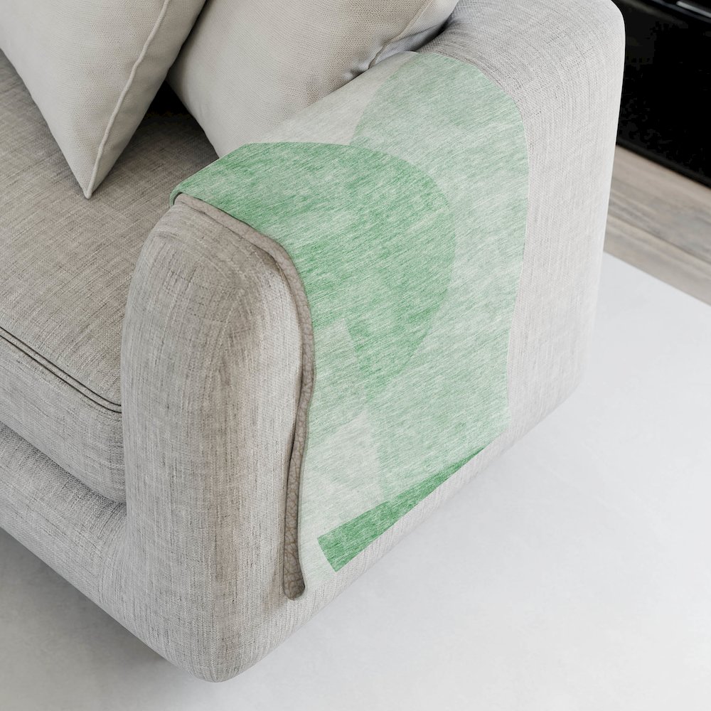 Premium Machine Washable ASB678 Green 50" x 70" Sherpa Throw Blanket. Picture 4