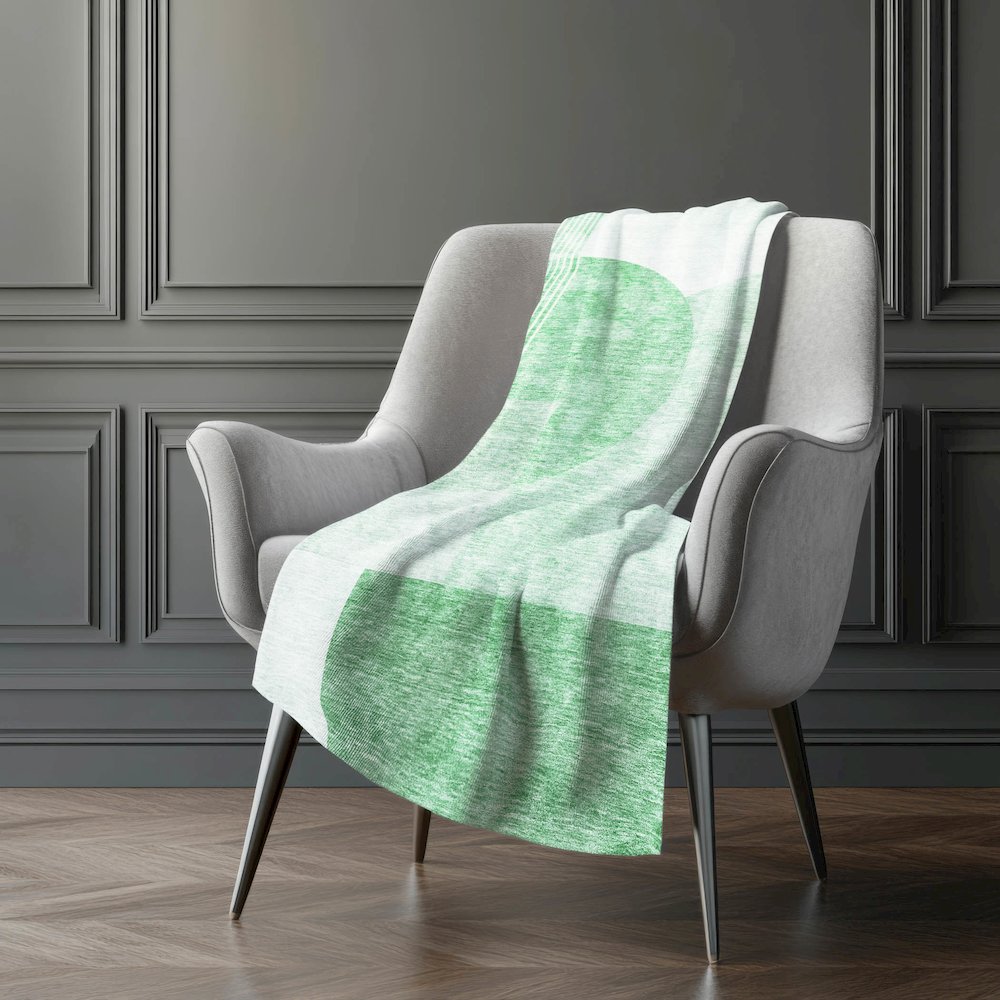 Premium Machine Washable ASB678 Green 50" x 70" Sherpa Throw Blanket. Picture 5