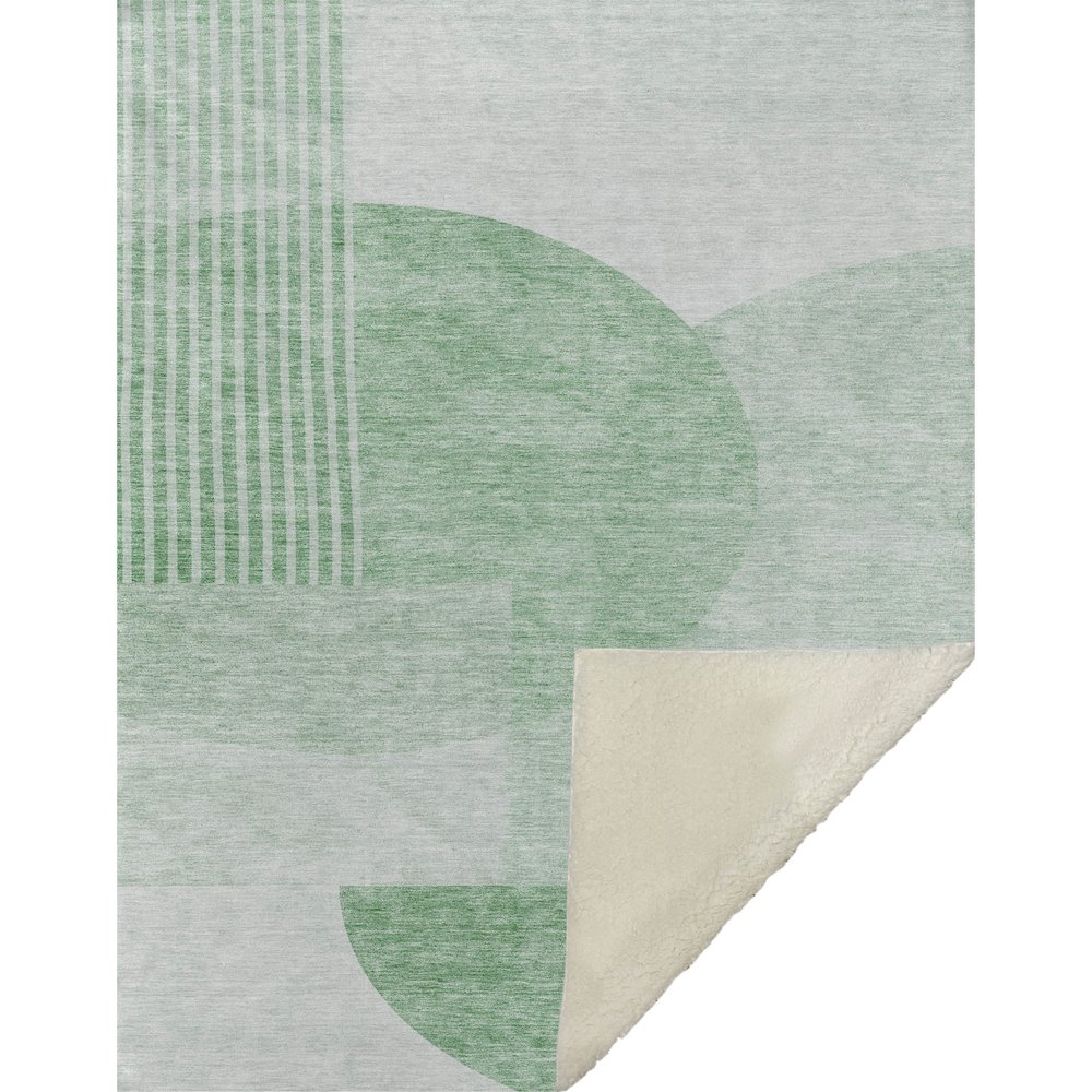 Premium Machine Washable ASB678 Green 50" x 70" Sherpa Throw Blanket. Picture 1