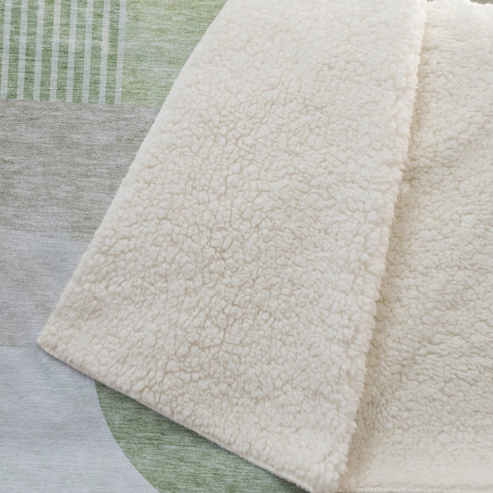 Premium Machine Washable ASB678 Olive 50" x 70" Sherpa Throw Blanket. Picture 2