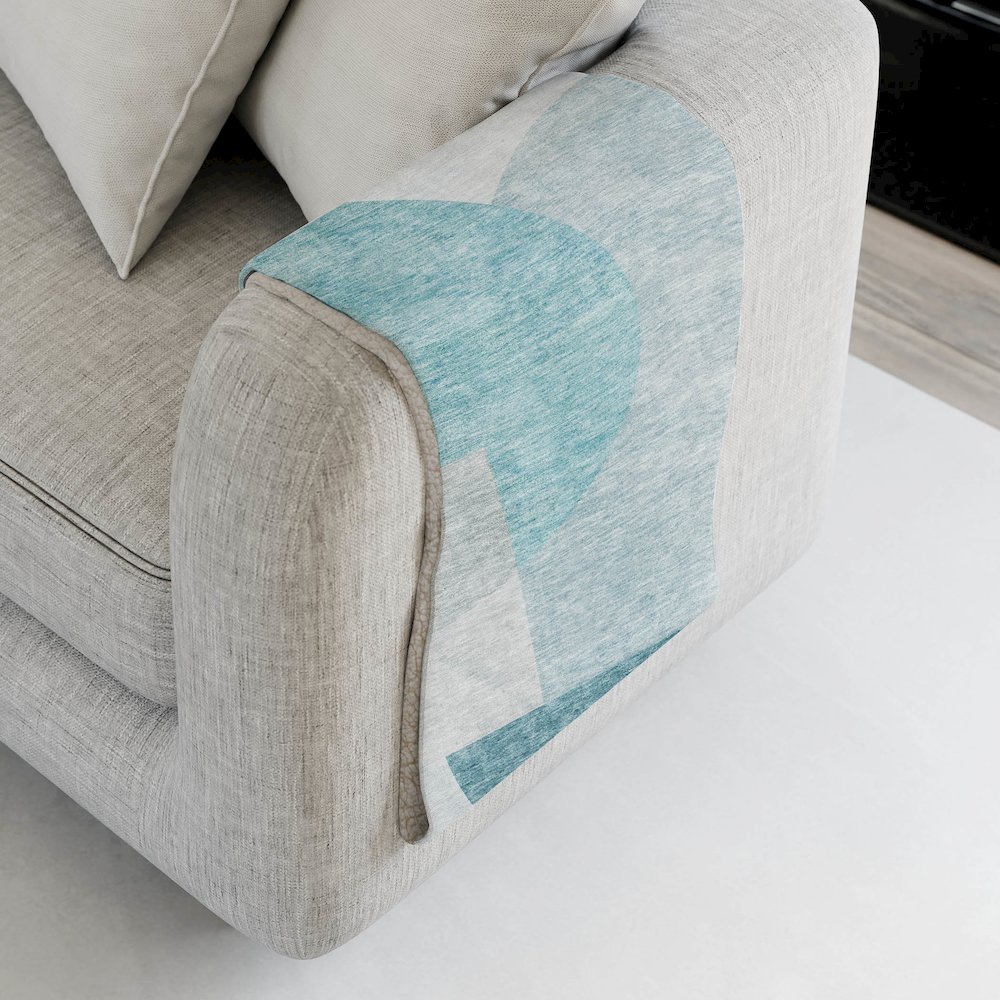 Premium Machine Washable ASB678 Teal 50" x 70" Sherpa Throw Blanket. Picture 4
