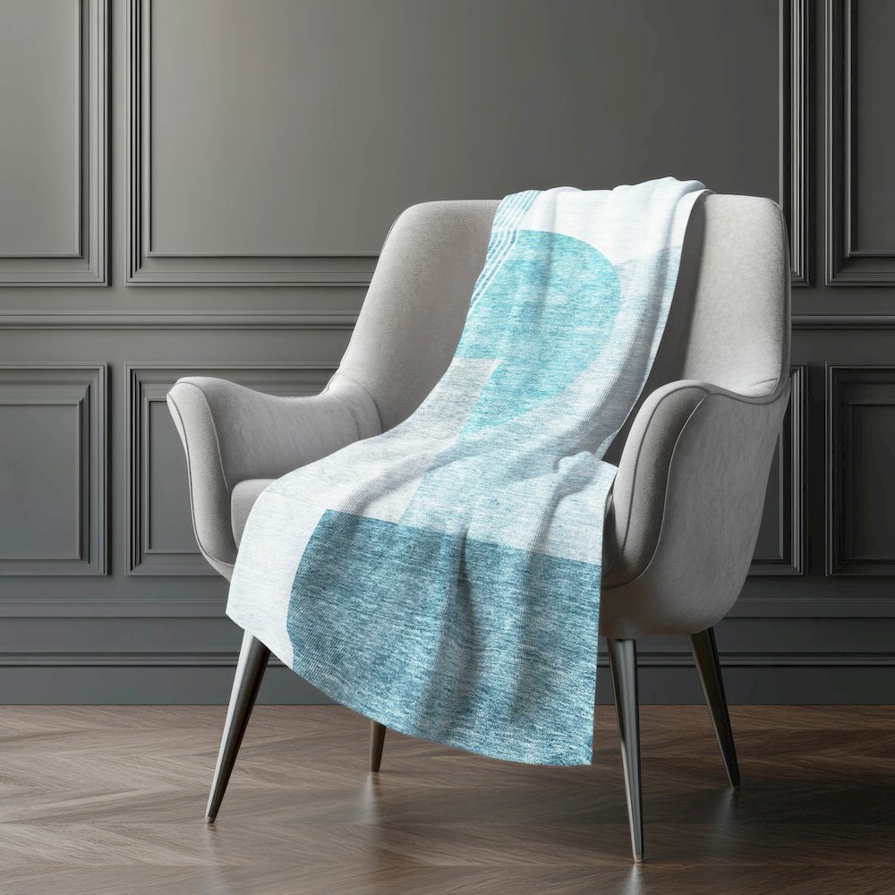 Premium Machine Washable ASB678 Teal 50" x 70" Sherpa Throw Blanket. Picture 5