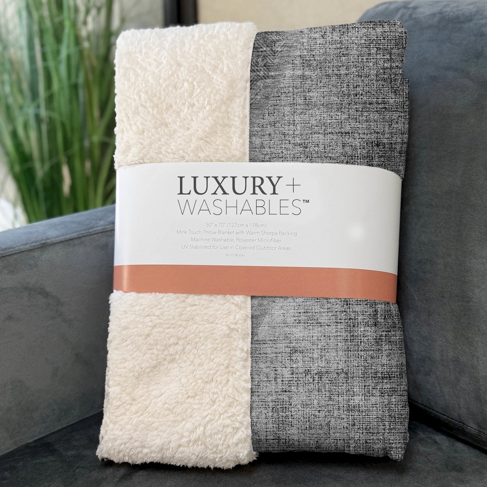 Premium Machine Washable ASB679 Gray 50" x 70" Sherpa Throw Blanket. Picture 3