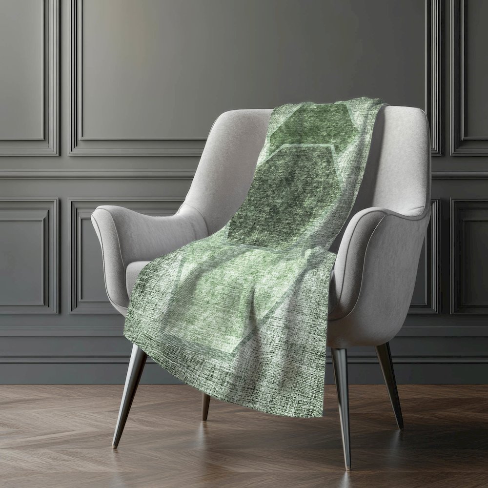 Premium Machine Washable ASB679 Olive 50" x 70" Sherpa Throw Blanket. Picture 5