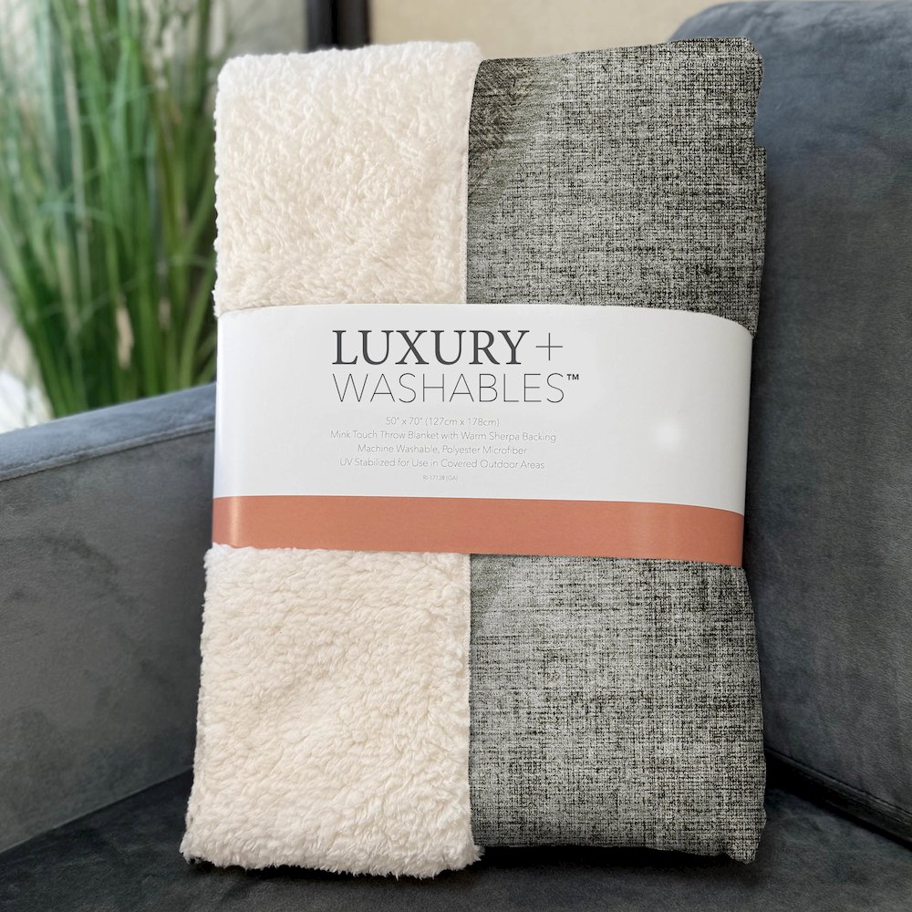 Premium Machine Washable ASB679 Taupe 50" x 70" Sherpa Throw Blanket. Picture 3