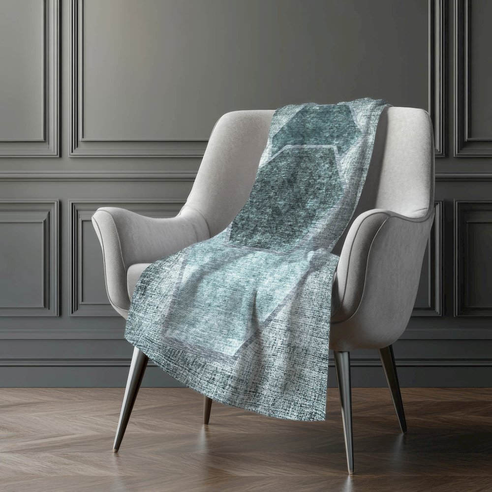 Premium Machine Washable ASB679 Teal 50" x 70" Sherpa Throw Blanket. Picture 5