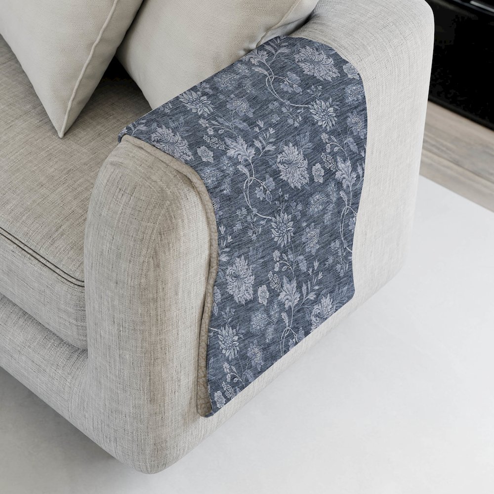 Premium Machine Washable ASB680 Blue 50" x 70" Sherpa Throw Blanket. Picture 4