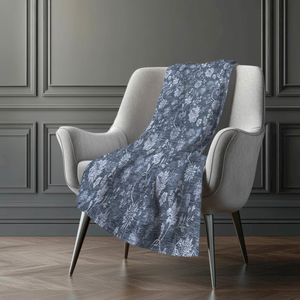 Premium Machine Washable ASB680 Blue 50" x 70" Sherpa Throw Blanket. Picture 5