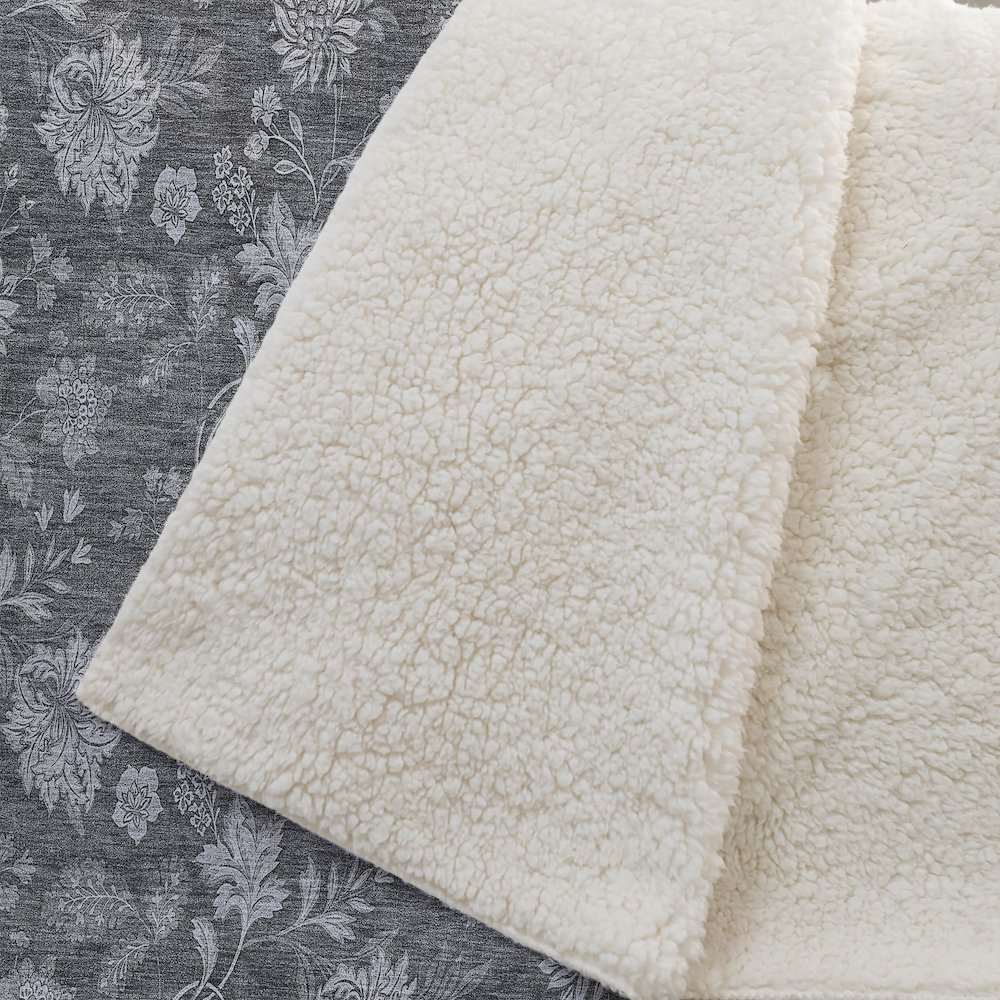 Premium Machine Washable ASB680 Gray 50" x 70" Sherpa Throw Blanket. Picture 2