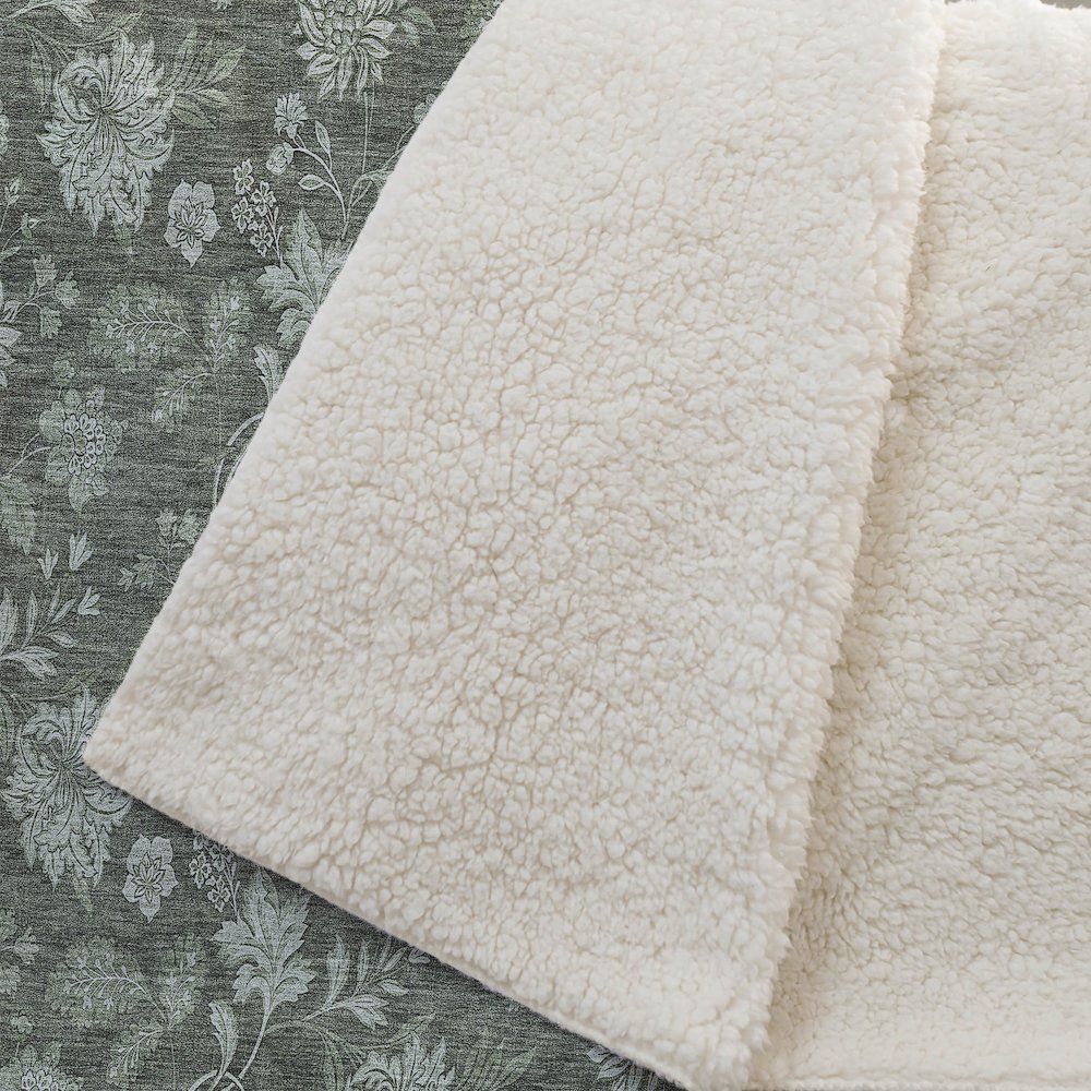Premium Machine Washable ASB680 Olive 50" x 70" Sherpa Throw Blanket. Picture 2
