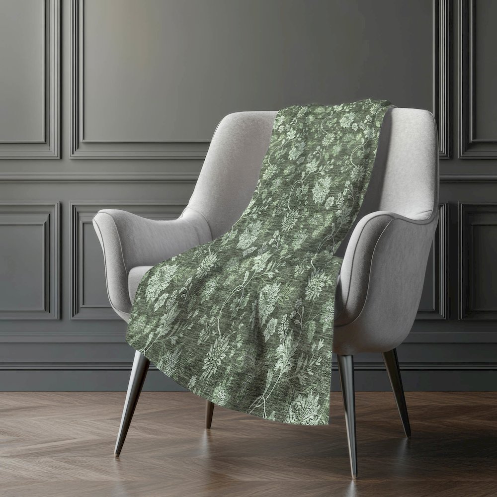 Premium Machine Washable ASB680 Olive 50" x 70" Sherpa Throw Blanket. Picture 5