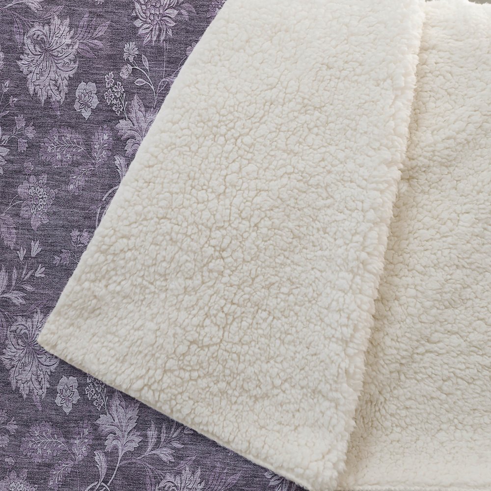 Premium Machine Washable ASB680 Plum 50" x 70" Sherpa Throw Blanket. Picture 2