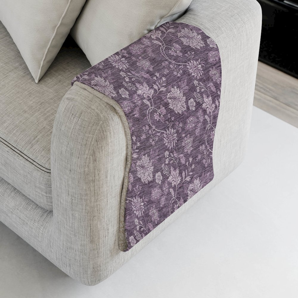 Premium Machine Washable ASB680 Plum 50" x 70" Sherpa Throw Blanket. Picture 4