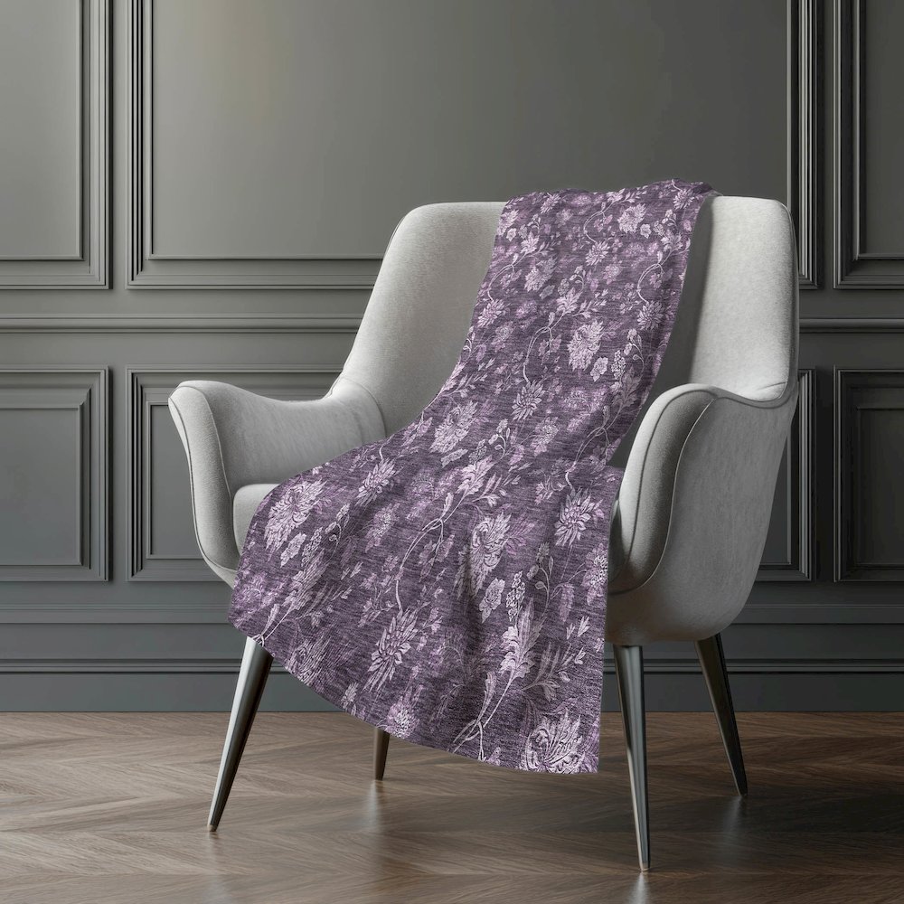 Premium Machine Washable ASB680 Plum 50" x 70" Sherpa Throw Blanket. Picture 5