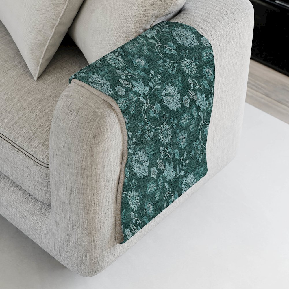 Premium Machine Washable ASB680 Teal 50" x 70" Sherpa Throw Blanket. Picture 4