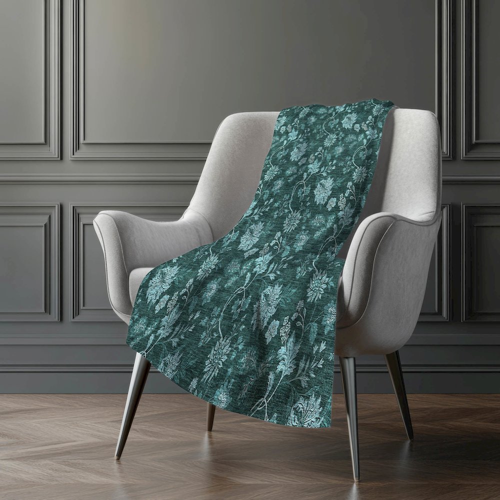 Premium Machine Washable ASB680 Teal 50" x 70" Sherpa Throw Blanket. Picture 5