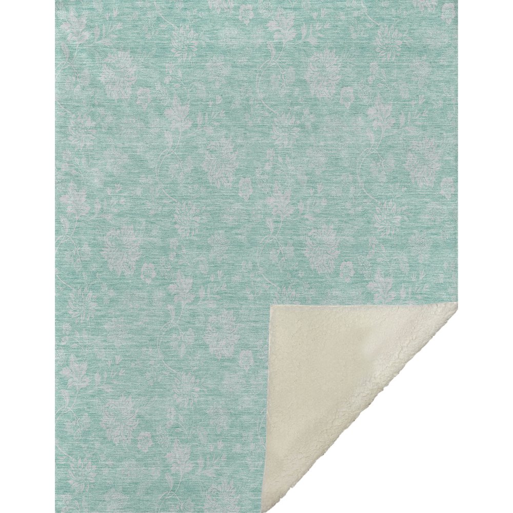 Premium Machine Washable ASB681 Aqua 50" x 70" Sherpa Throw Blanket. Picture 1