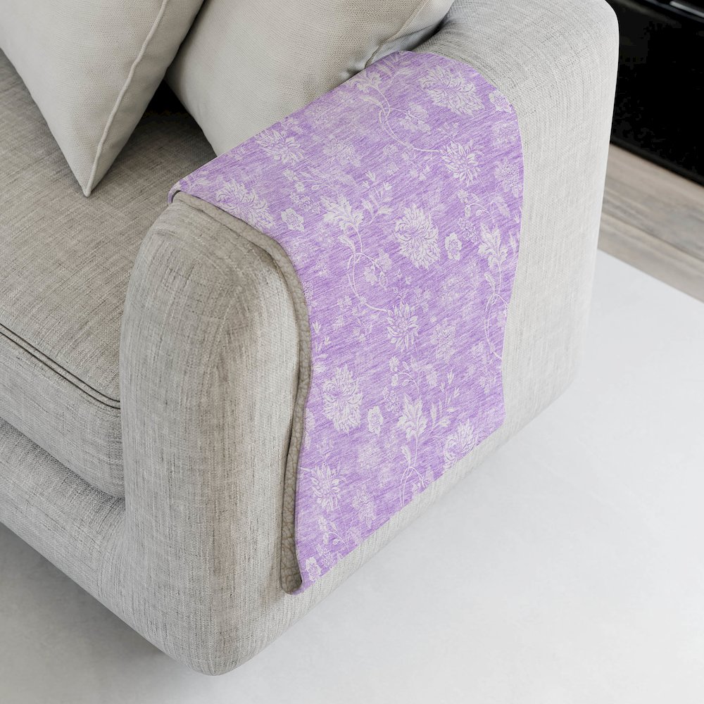 Premium Machine Washable ASB681 Lilac 50" x 70" Sherpa Throw Blanket. Picture 4