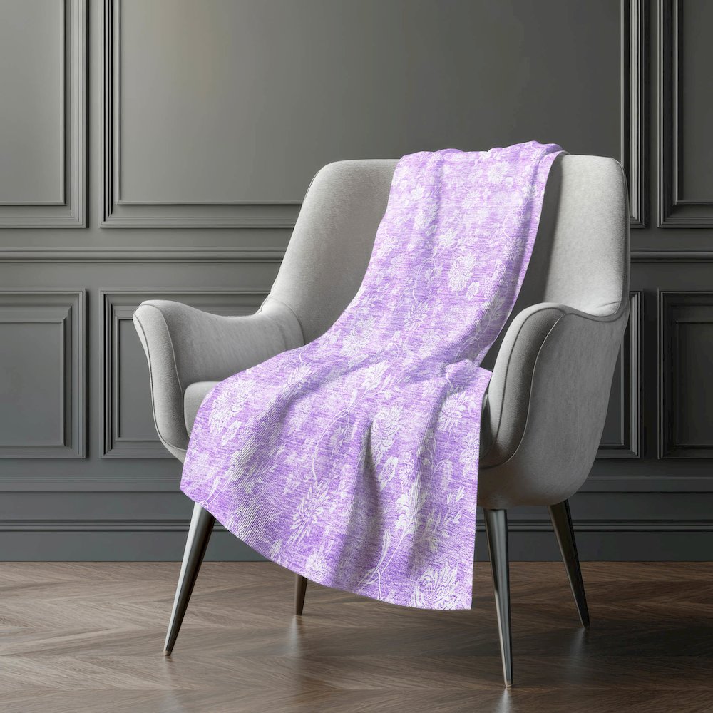 Premium Machine Washable ASB681 Lilac 50" x 70" Sherpa Throw Blanket. Picture 5