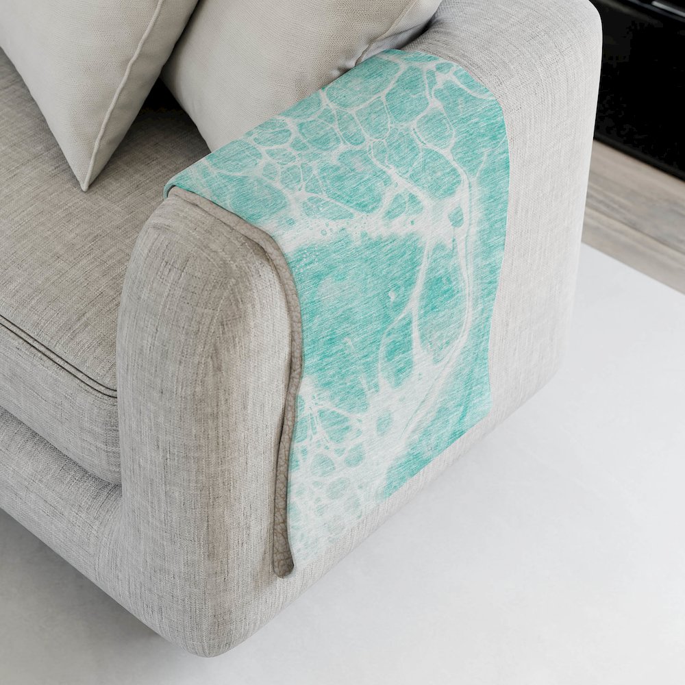 Premium Machine Washable ASB682 Aqua 50" x 70" Sherpa Throw Blanket. Picture 4