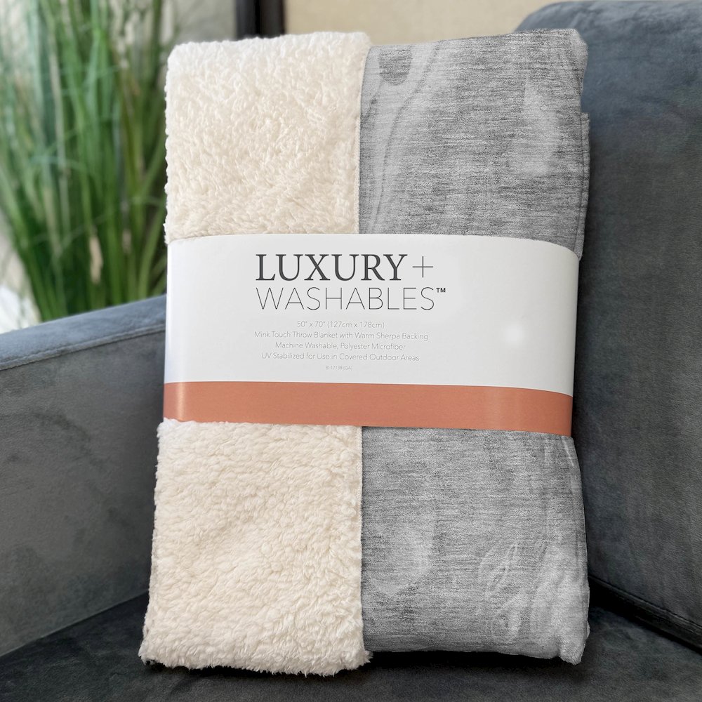 Premium Machine Washable ASB682 Gray 50" x 70" Sherpa Throw Blanket. Picture 3