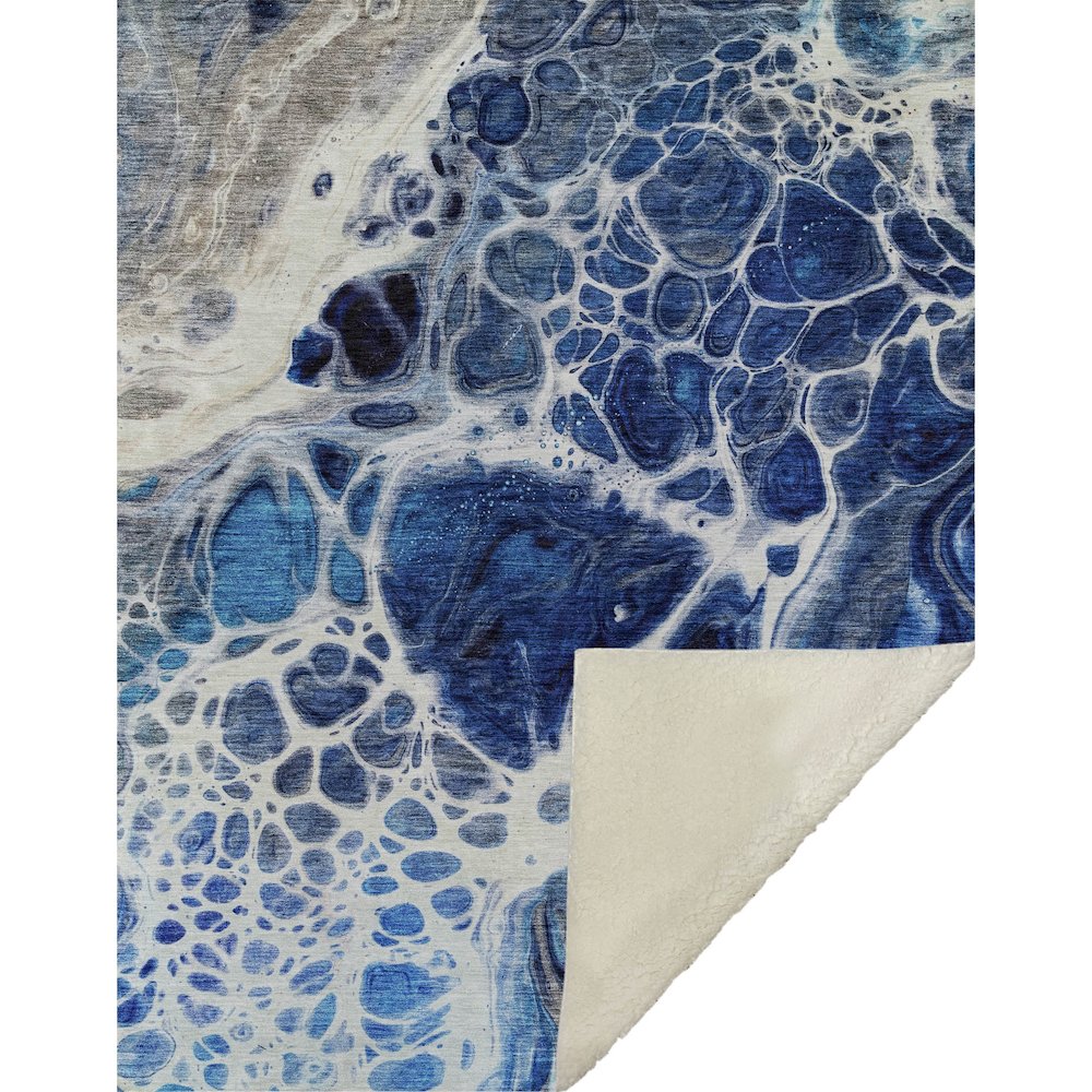 Premium Machine Washable ASB682 Navy 50" x 70" Sherpa Throw Blanket. Picture 1